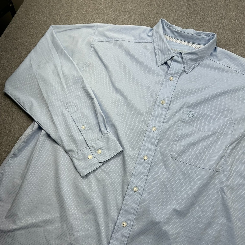 AriatTek Button Up Long Sleeve Shirt Mens XXL Blue Lightweight 360 Airflow
